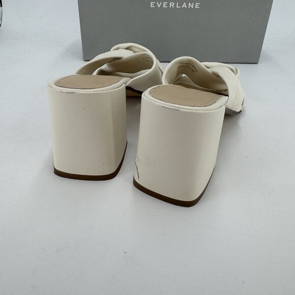 Everlane The Day Twist Heel Sandals sz 9 Parchment Slip-on Leather Block Heel - Picture 5 of 9